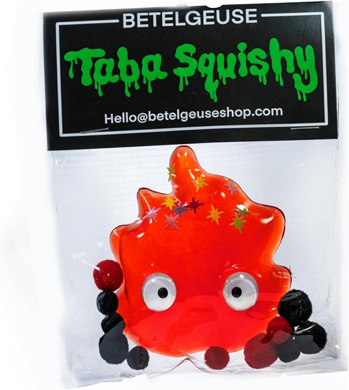 Betelgeuse Taba Squishy Calcifer Anime Character; Kawaii Orange Monster Squishy Toy with Stars, Stress Relief Toy Kids and Adults, Fire Anime